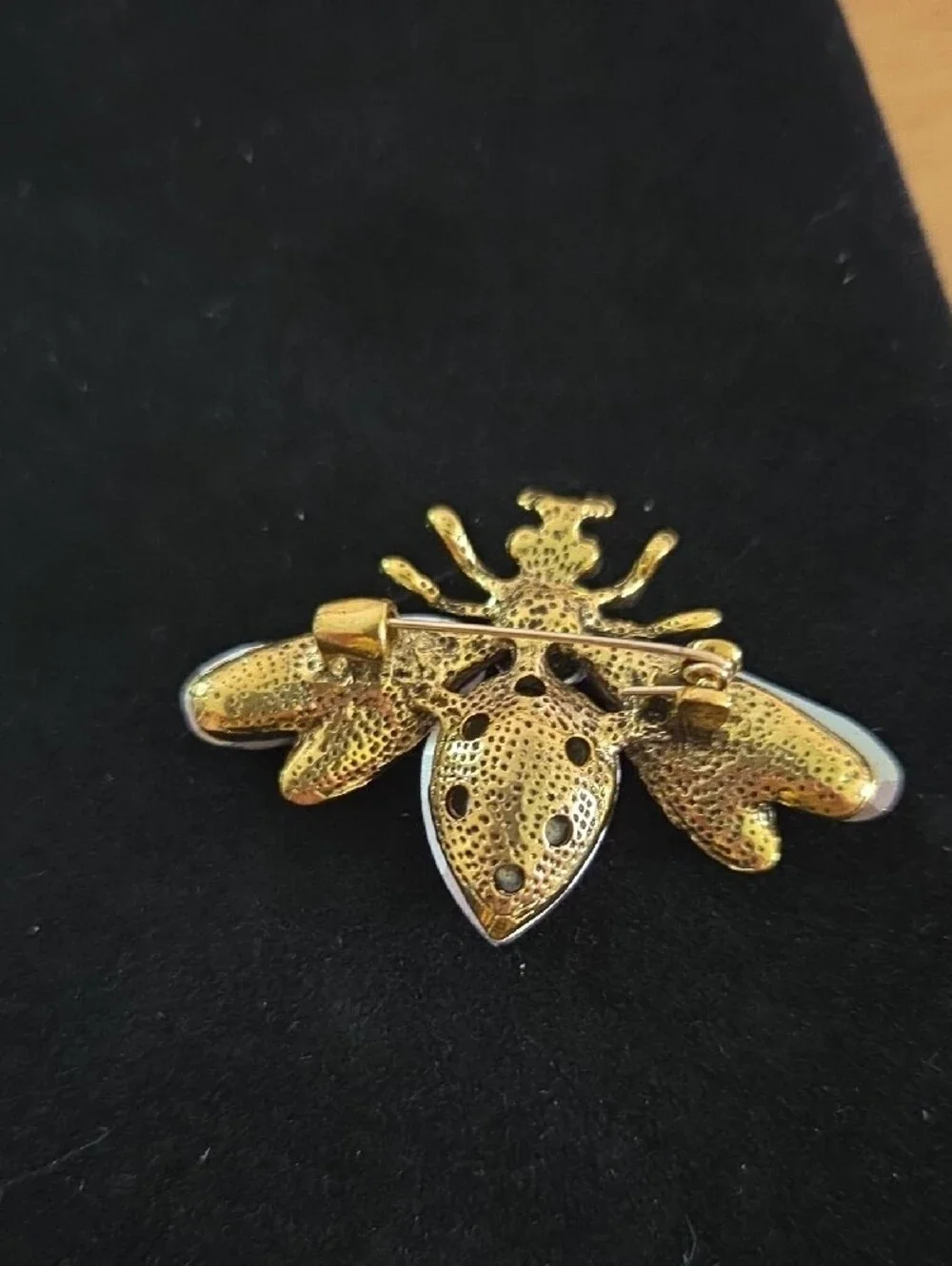 Goldtone Bee Brooch with Pink and Blue Crystals